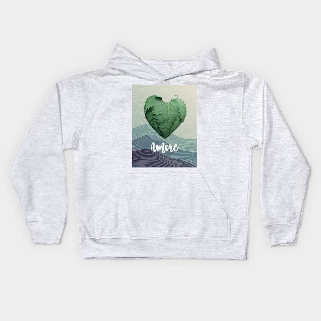 Love Nature No. 2: Amore Green Valentine's Day Kids Hoodie by Puff Sumo